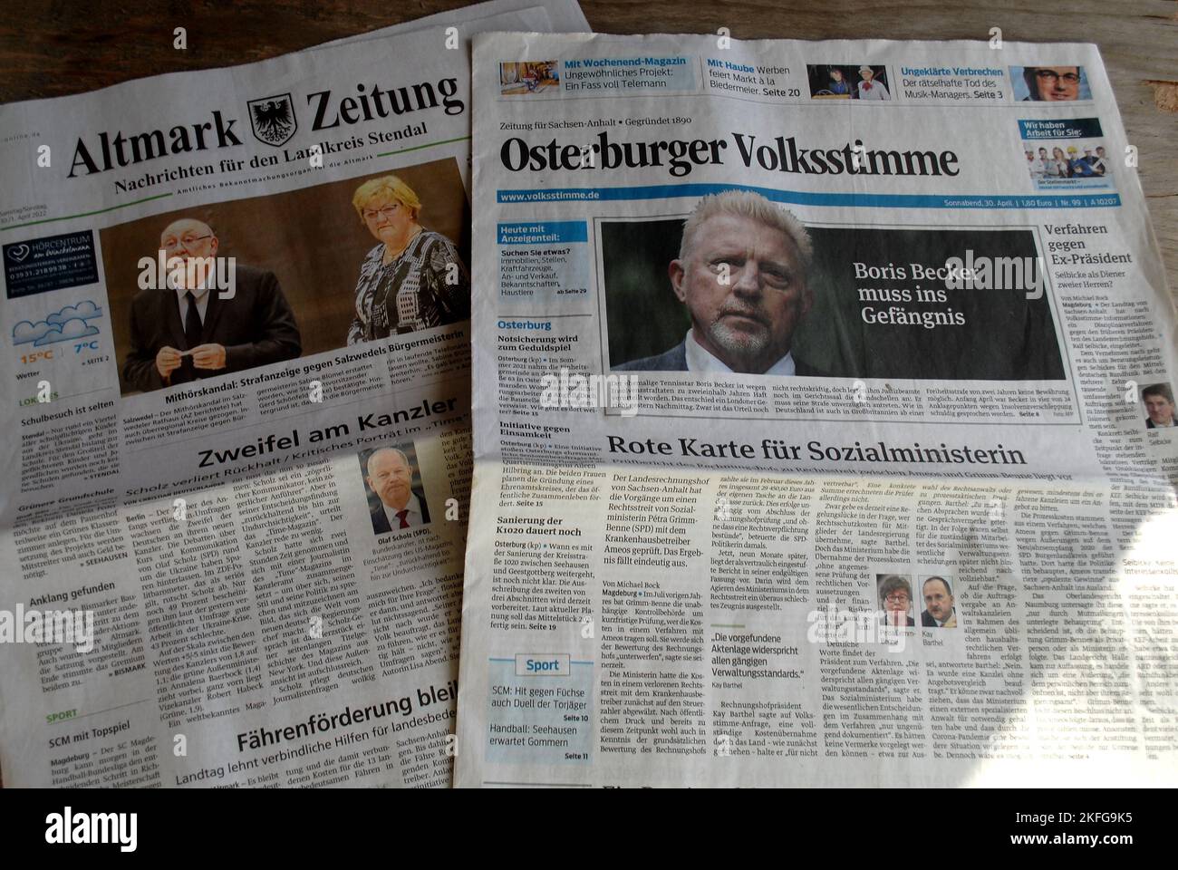 Copenhagen/Denmark/18 November 2022/ Two German news papers Osterburger volksstimme & altmark zeitug in danish capital. (Photo. Francis Joseph Dean/Dean Pictures. Stock Photo