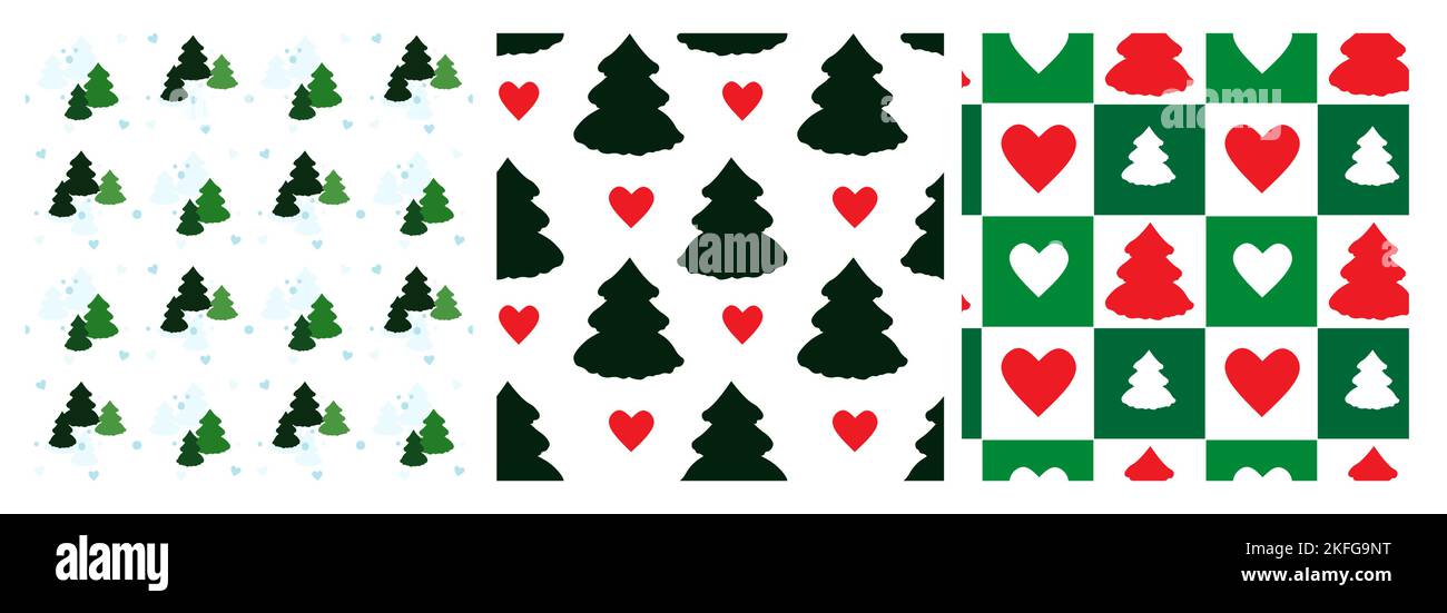 Simply seamless pattern set for Christmas tree ornament for decor Stock Vector