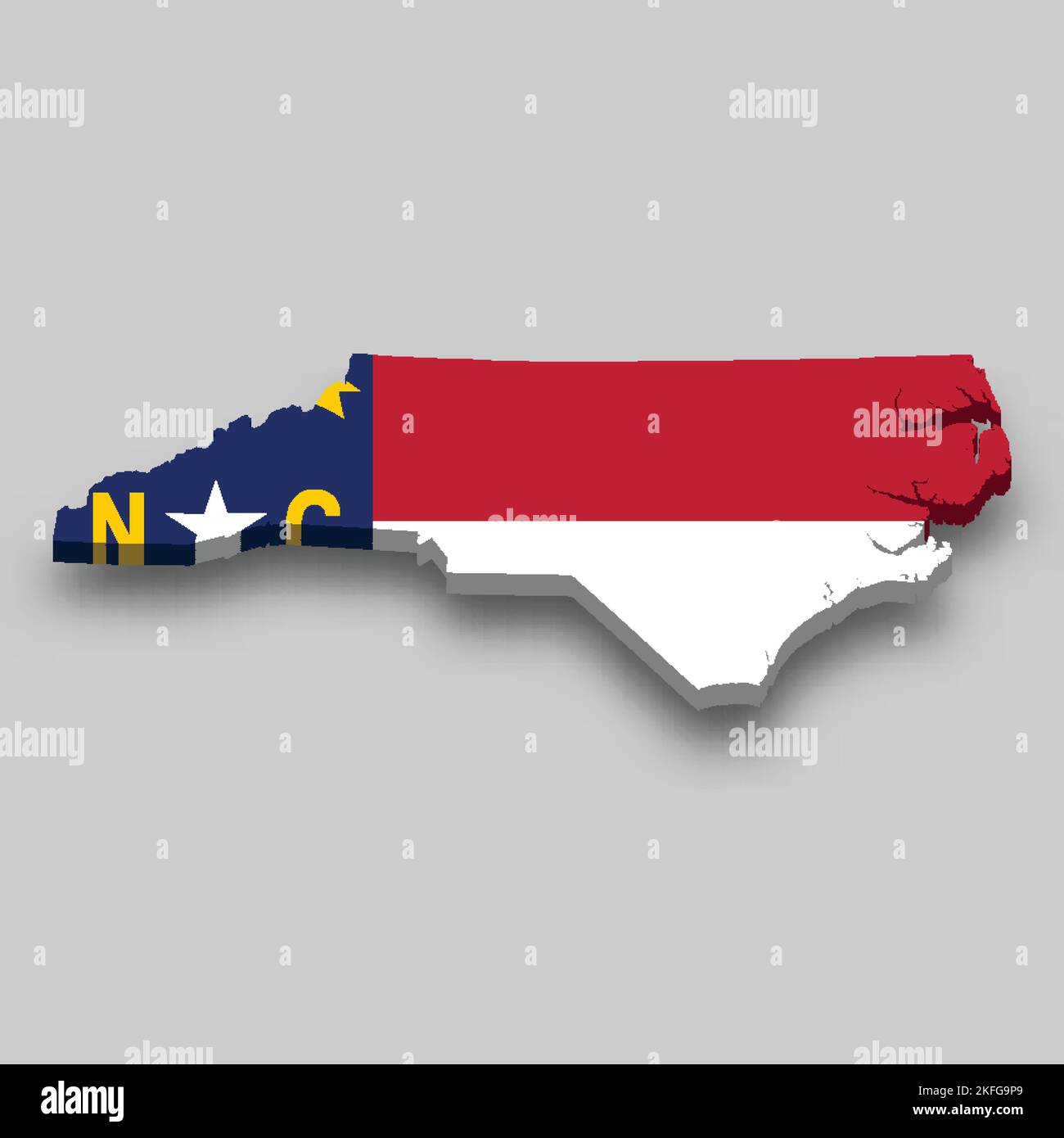 3d isometric Map of North Carolina is a state of United States with ...