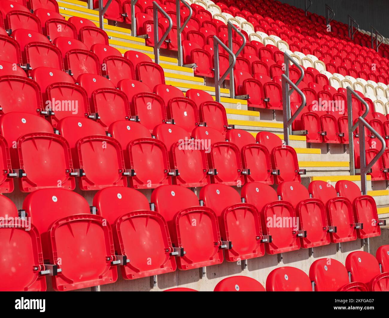Colourful pattern formed by a section of seating in an English sports