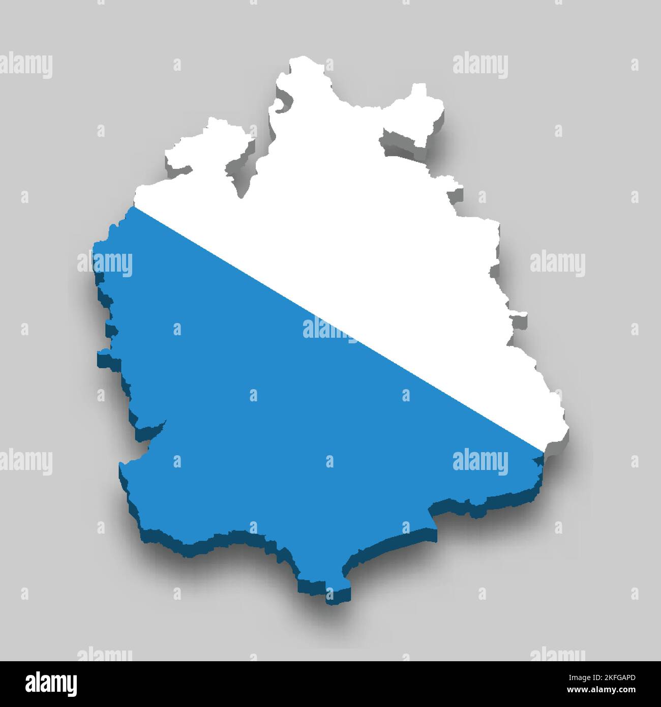3d isometric Map of Zurich is a region of Switzerland with national