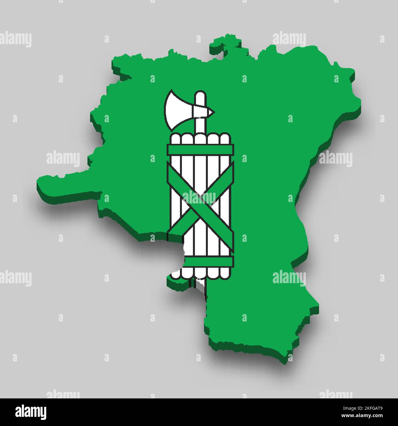 3d isometric Map of St. Gallen is a region of Switzerland with national