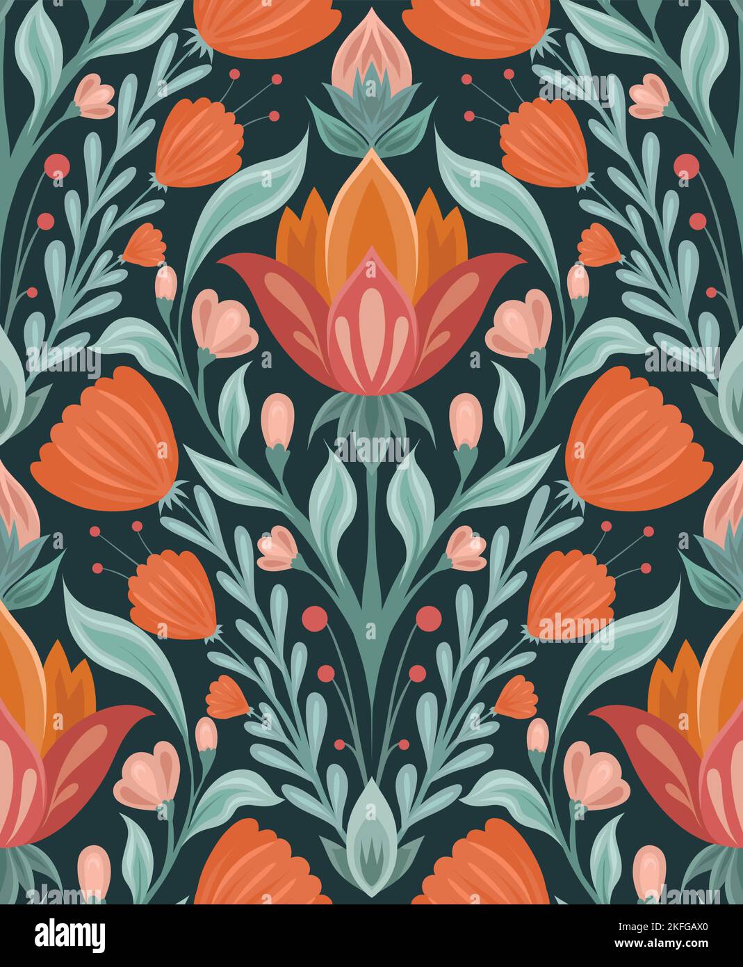 Photo inspiration: Gallery Detail: Vector Folk Art Pattern With Floral Rhombus Composition On Dark