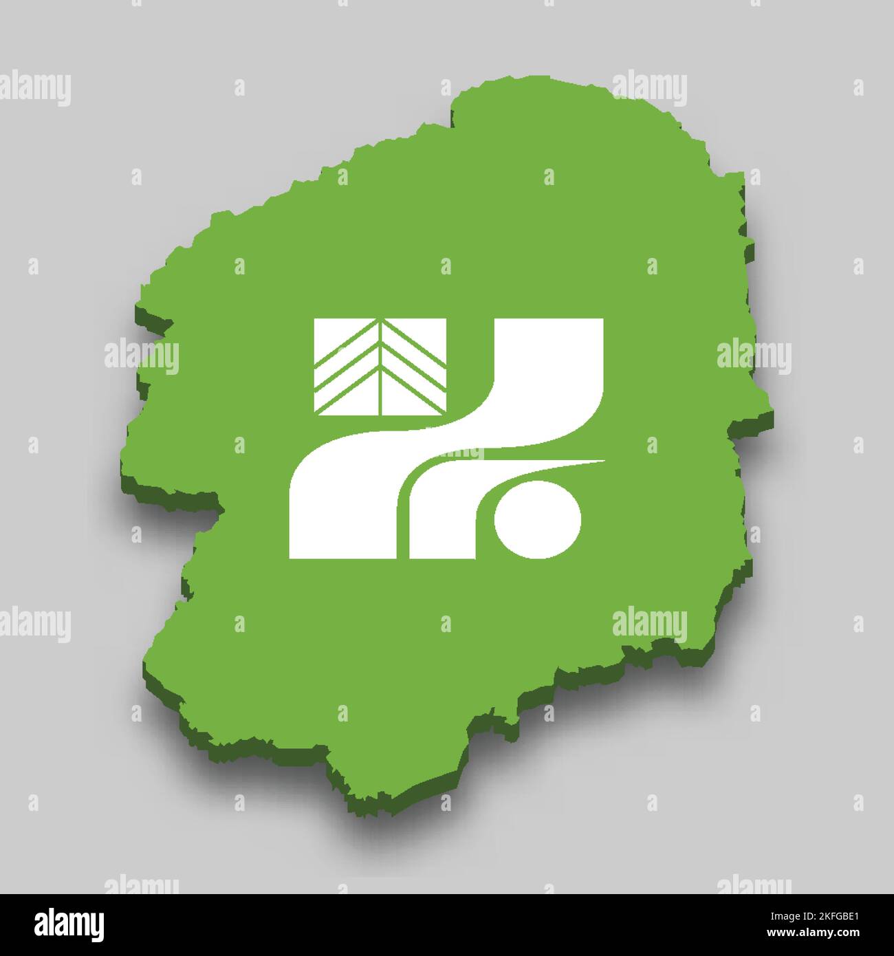 3d isometric Map of Tochigi is a prefecture of Japan with national flag