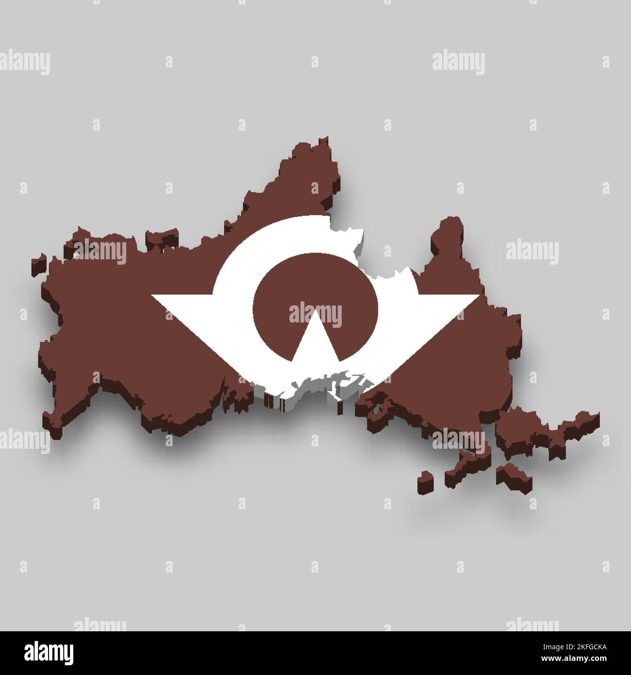 3d isometric Map of Yamaguchi is a prefecture of Japan with national