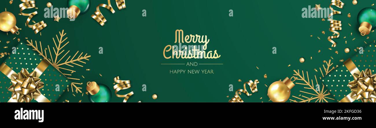 Christmas banner. Xmas background design with realistic gift box