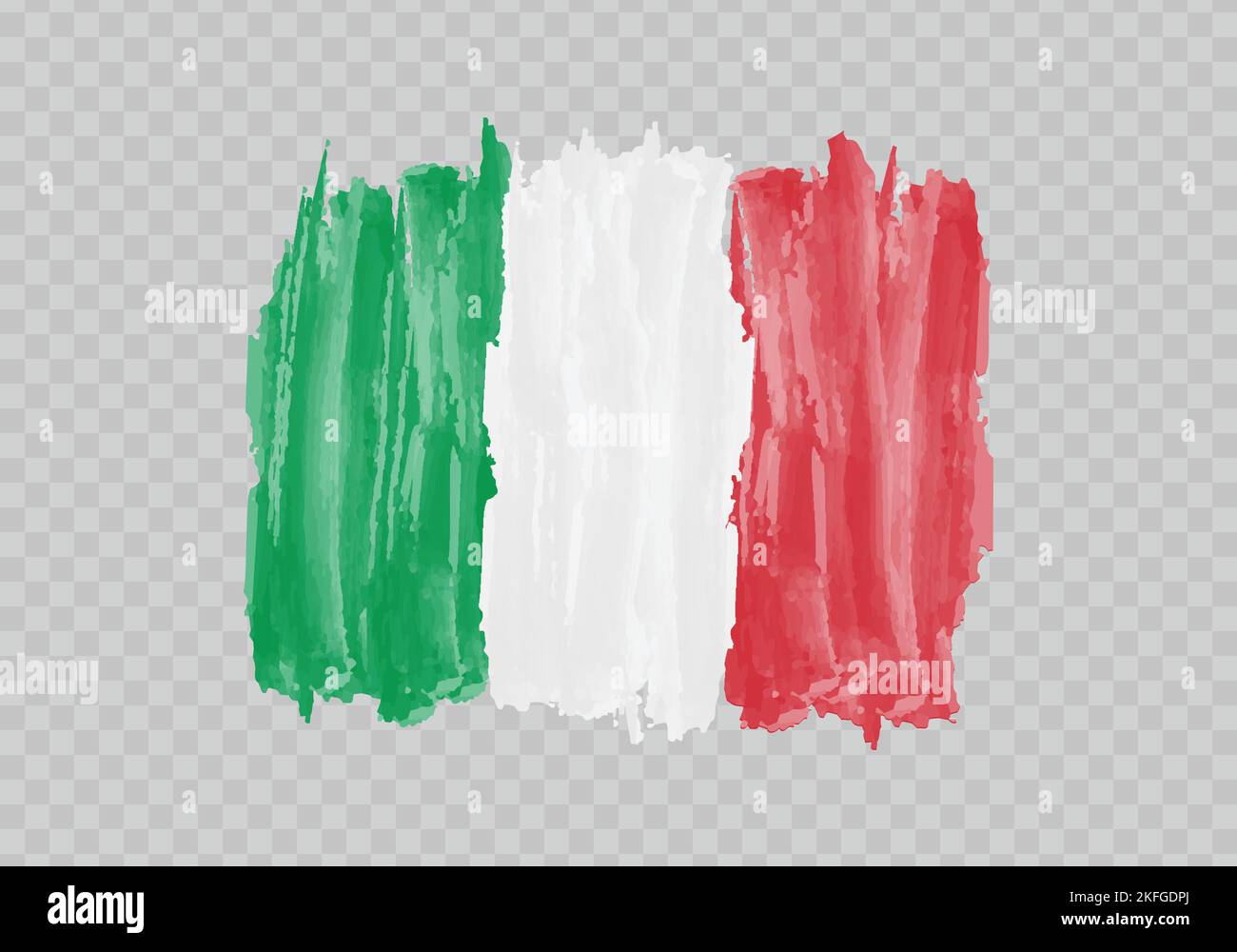 Watercolor painting flag of Italy. Hand drawing brush stroke Stock Vector