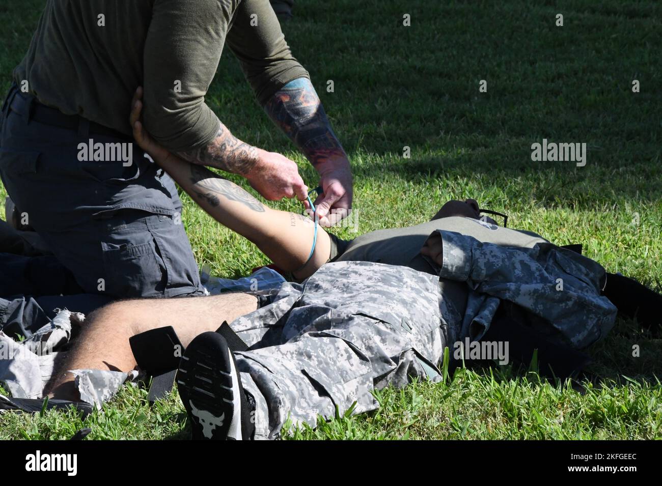 The Military Free Fall School located at Yuma Proving Ground planned a full-scale medical exercise to practice what could one day be a real emergency. The scenario that played out on Cox Field on the morning of Sept. 15 involved a jumper who injured his leg when landing. Stock Photo