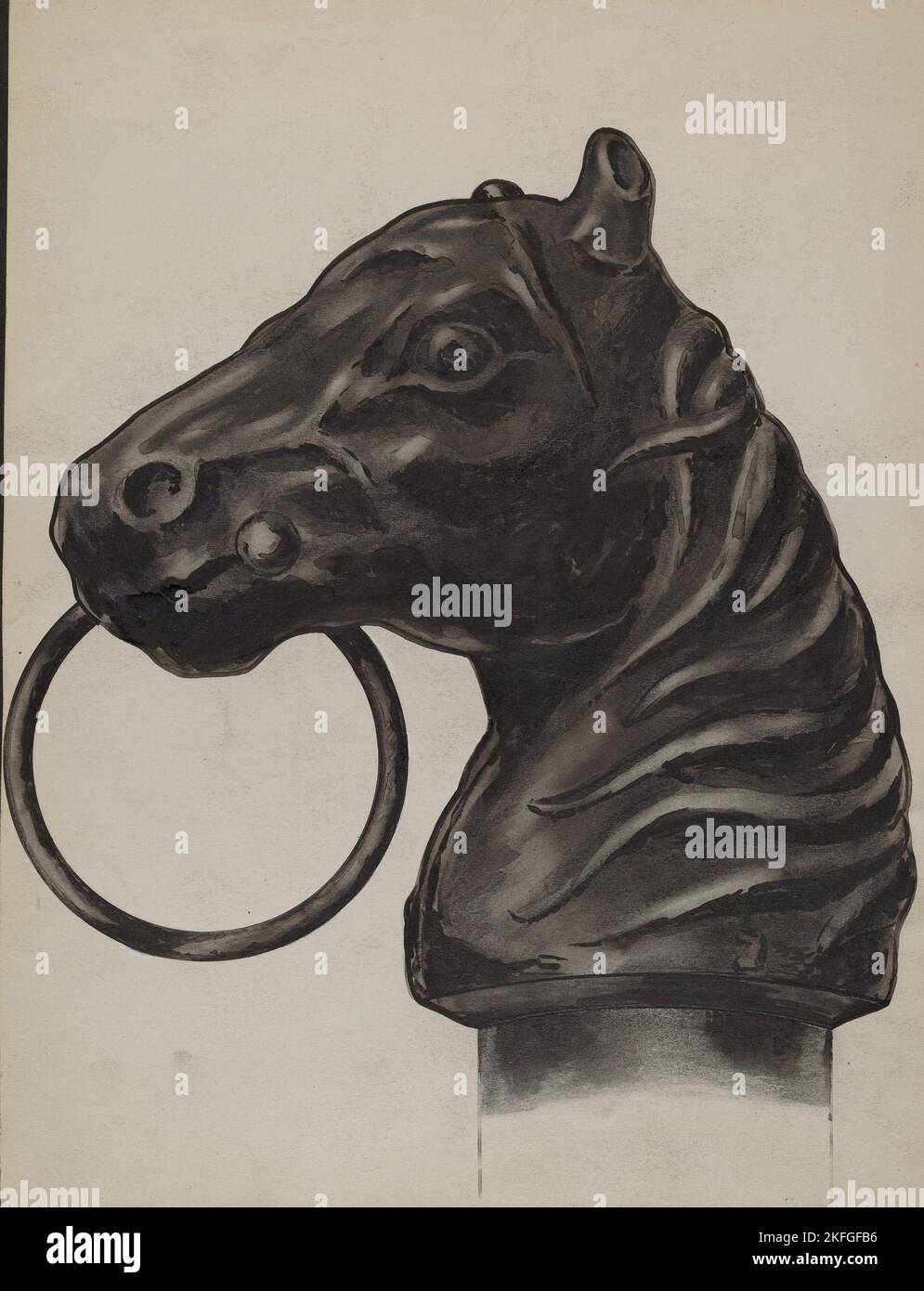 Horse Head Hitching Post, c. 1936 Stock Photo Alamy