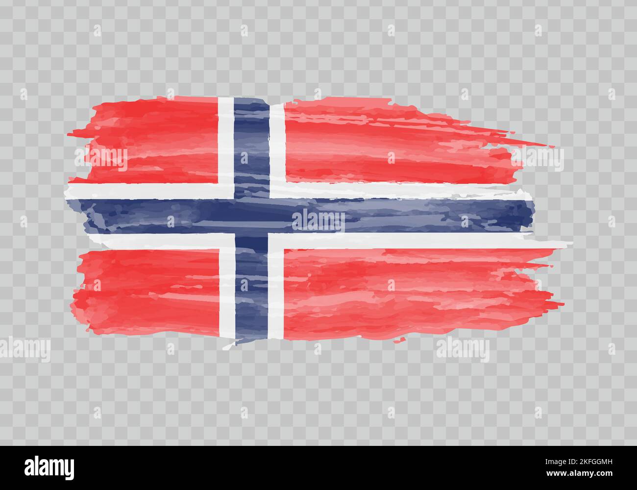 Watercolor painting flag of Norway. Hand drawing brush stroke Stock ...