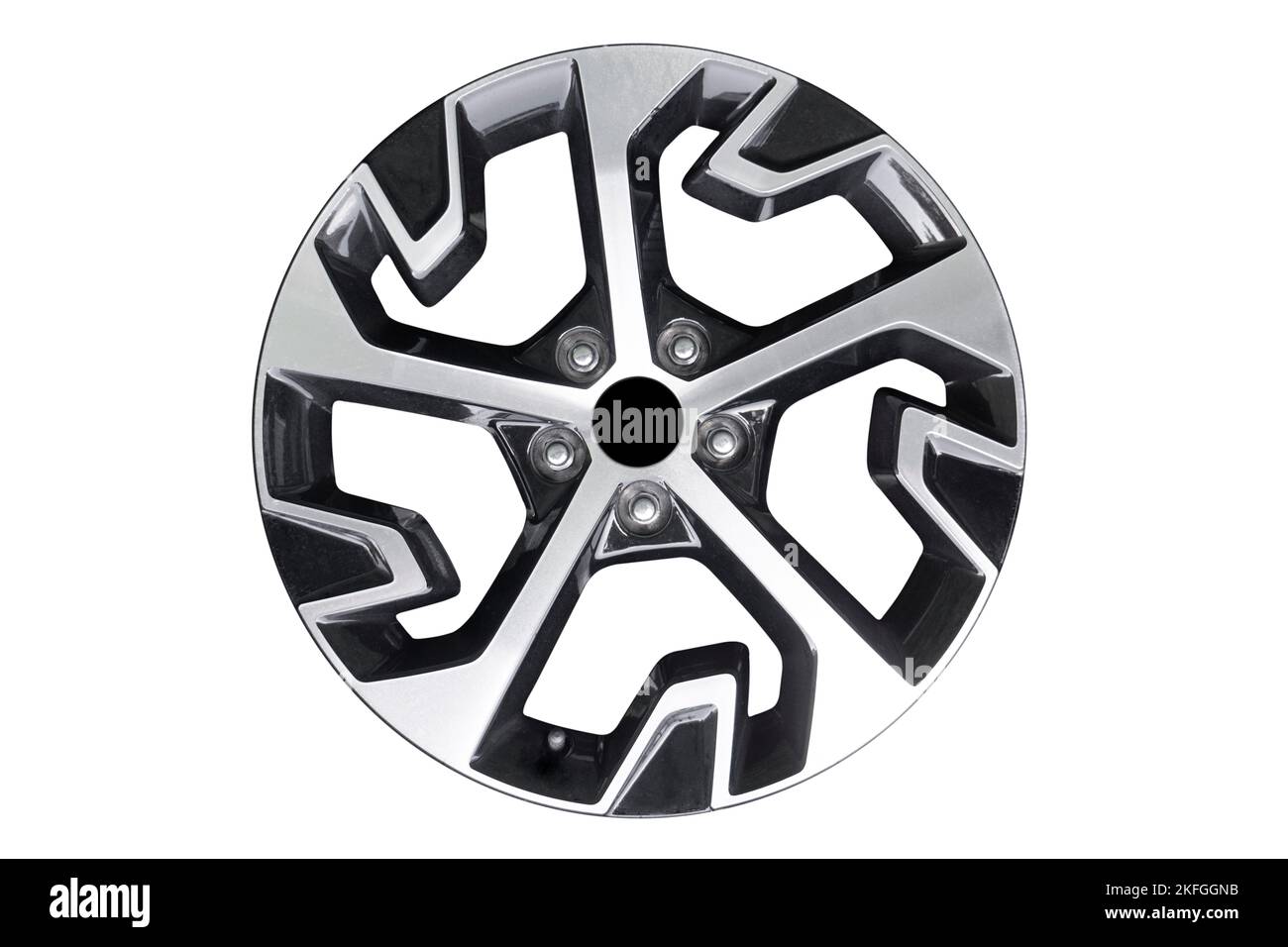 Car alloy wheel isolated on white background. New alloy wheel for a car