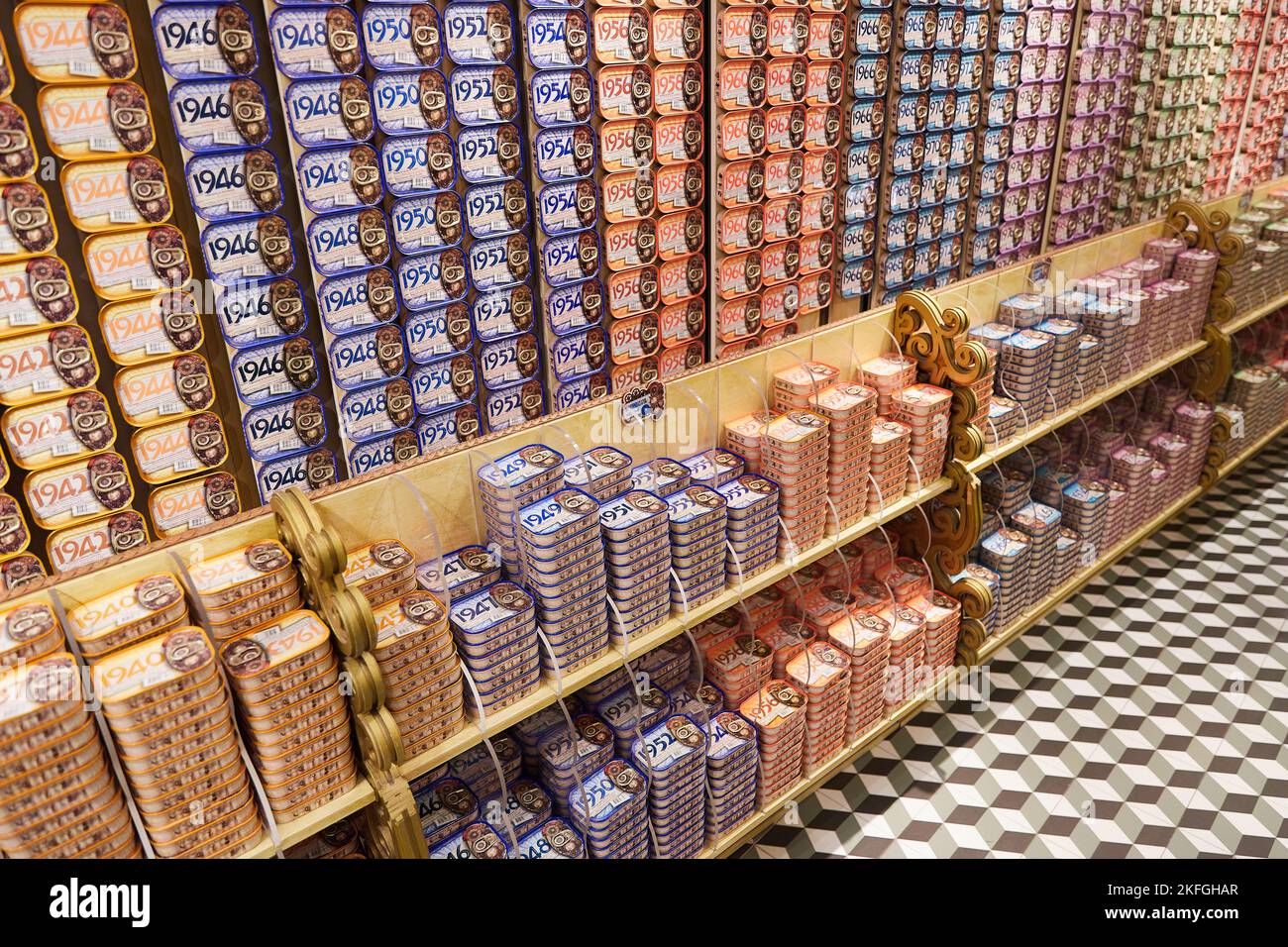 PORTO, PORTUGAL - NOVEMBER 6, 2022: Casa Oriental - local canned sardine store in Porto. Stock Photo