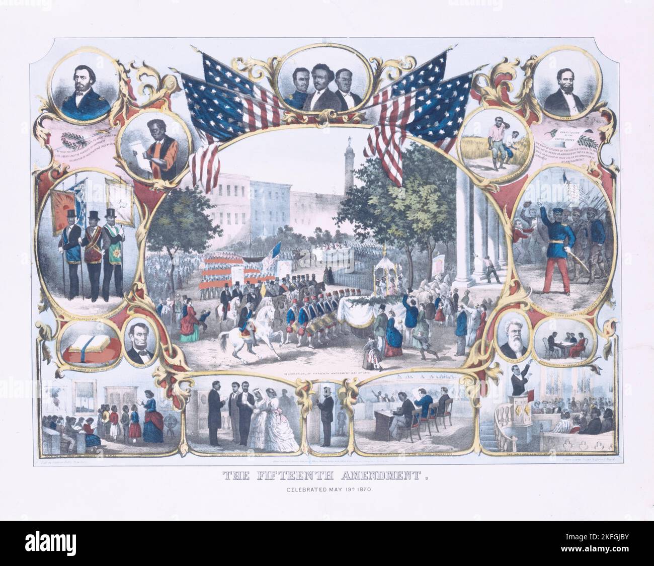 The fifteenth amendment: celebrated May 19th, 1870, ca.1870 - 1879. Stock Photo