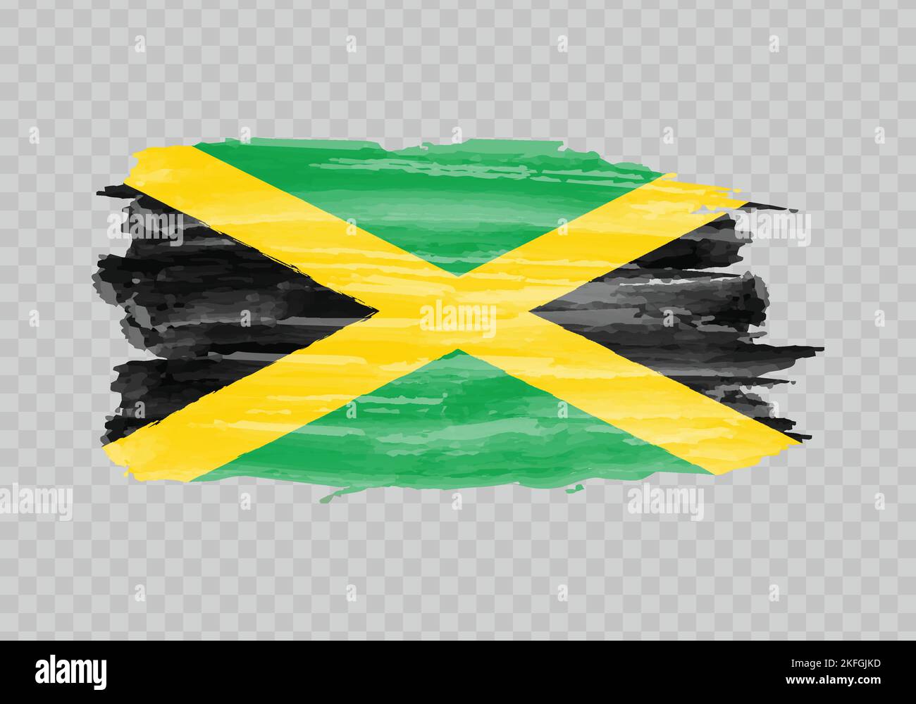 Watercolor painting flag of Jamaica. Hand drawing brush stroke Stock Vector Image & Art Alamy