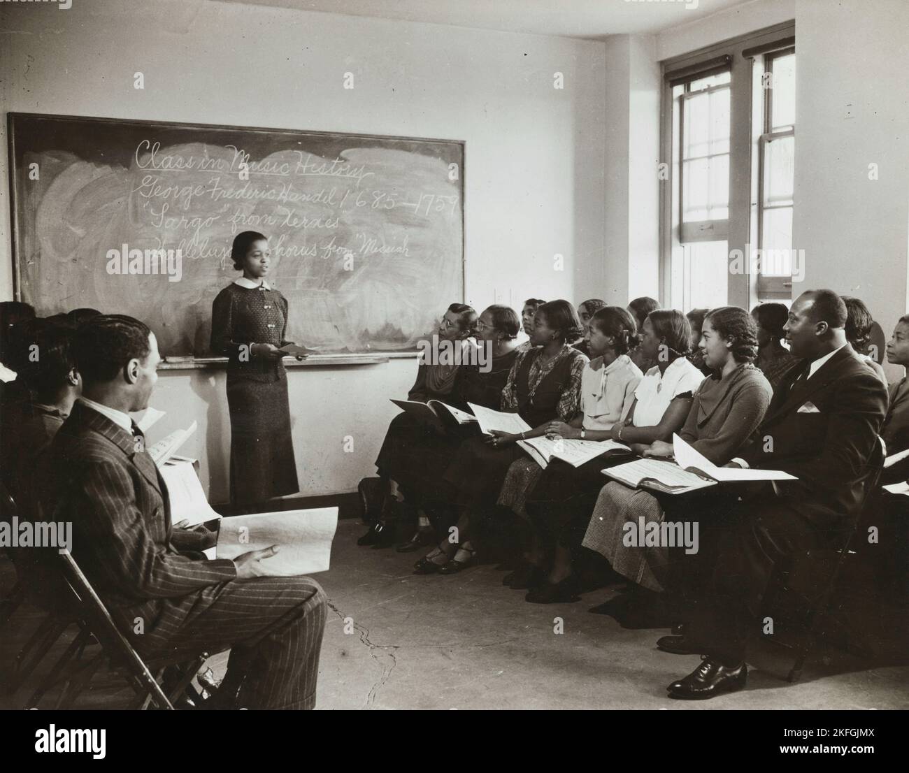 Harlem YMCA Music and Music History Class conducted by instructors from the Federal Music Project, 1935 - 1943. Stock Photo