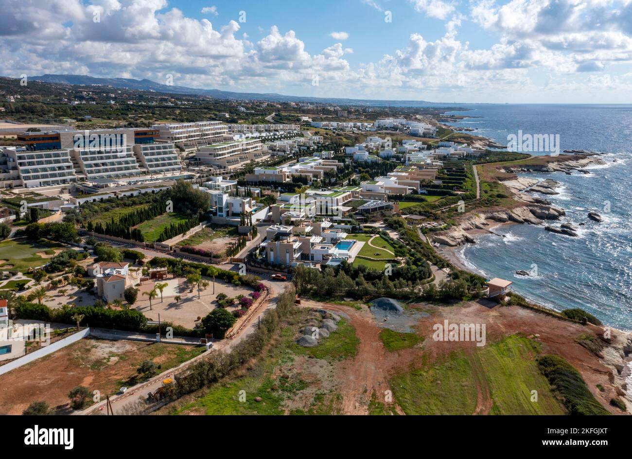 Aerial view of luxury villas by the sea at Cap St. Beach Club