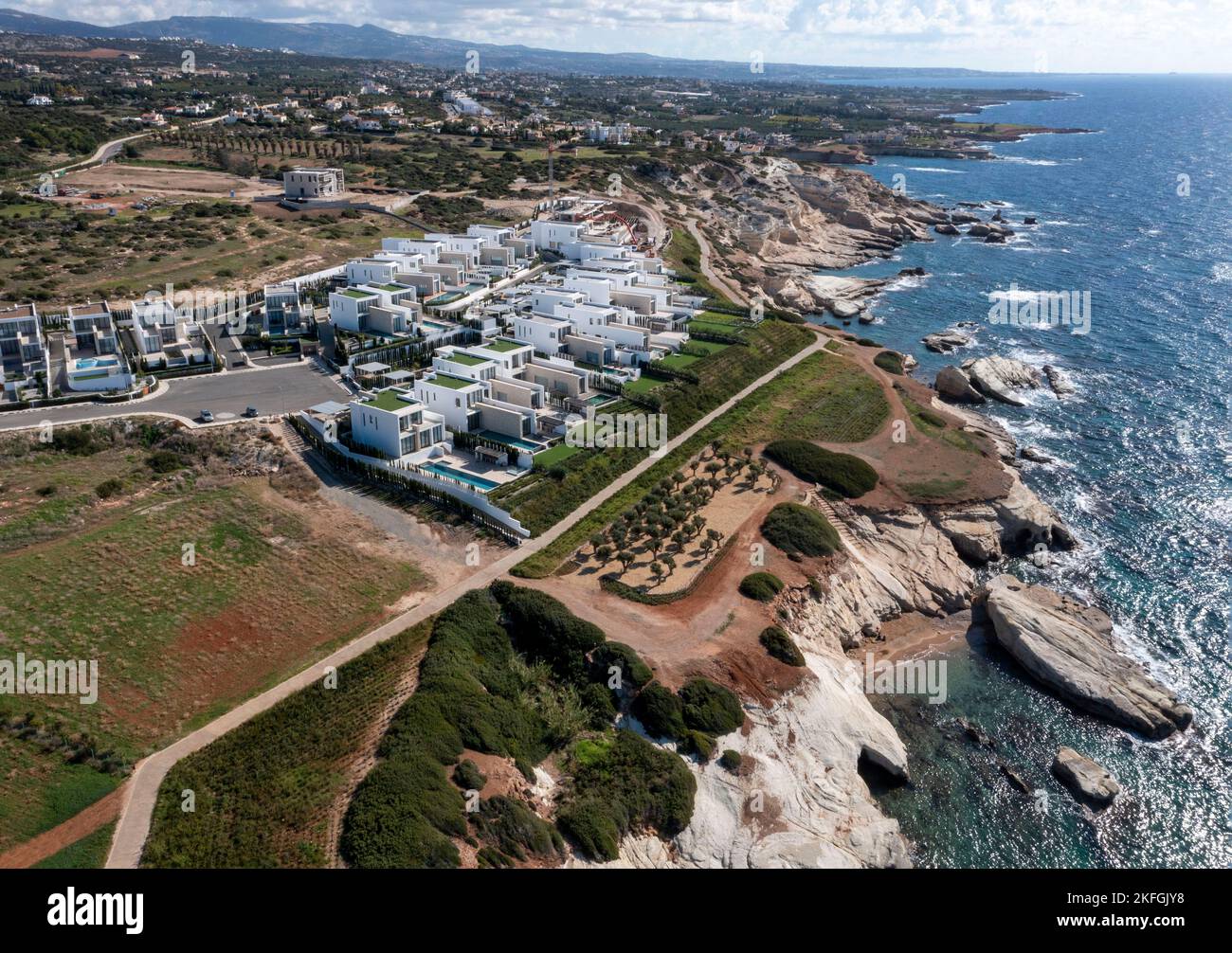 Aerial view of luxury villas by the sea at Cap St. Beach Club