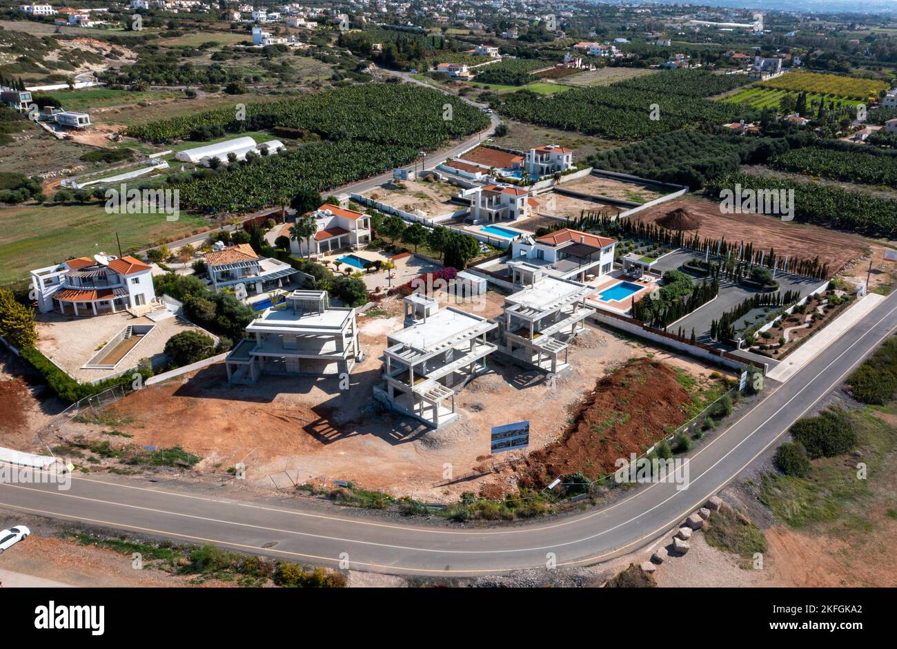 Luxury sea front property, Sea Caves, Peyia, Paphos, Cyprus Stock Photo