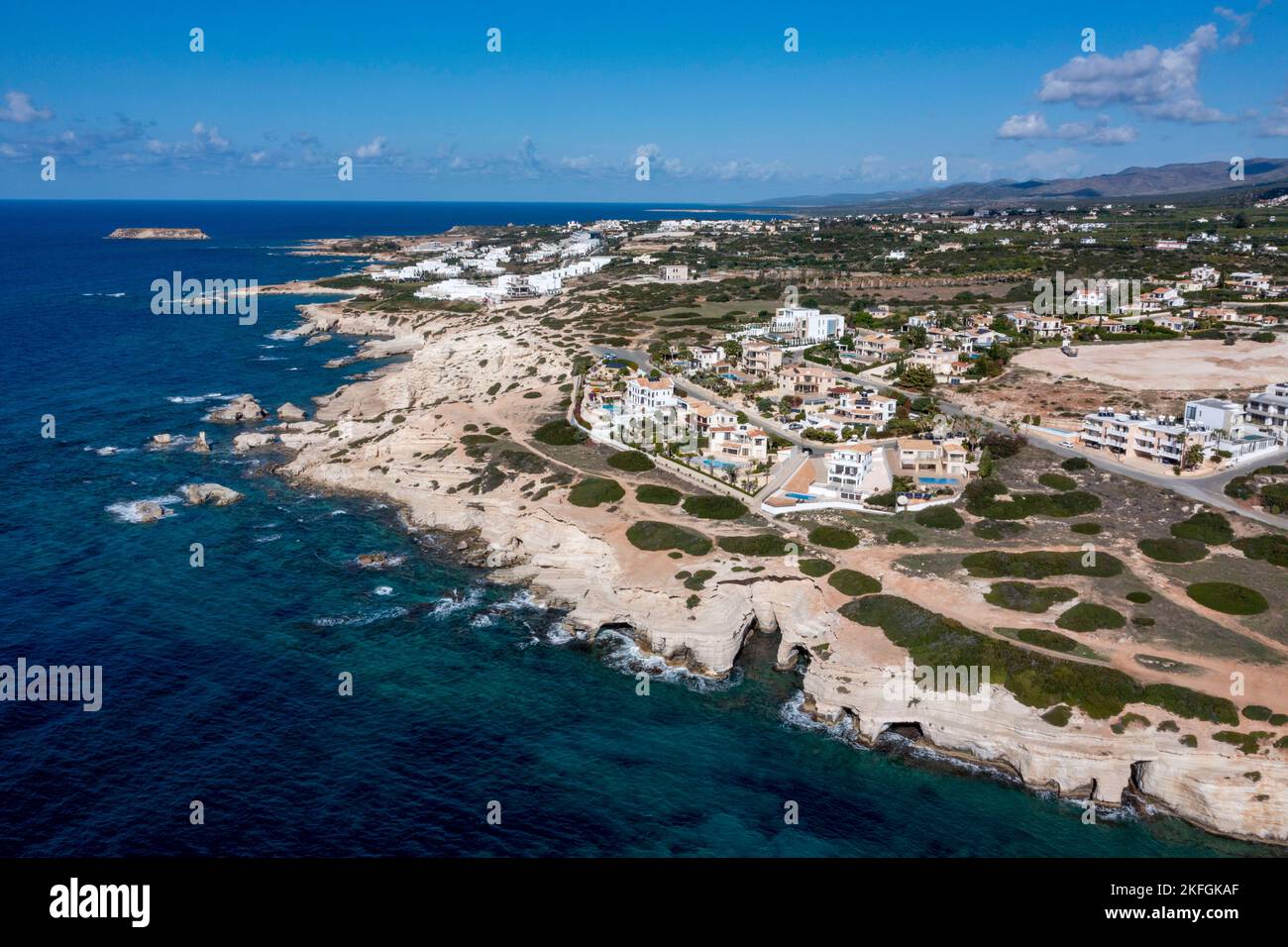Luxury sea front property, Sea Caves, Peyia, Paphos, Cyprus Stock Photo
