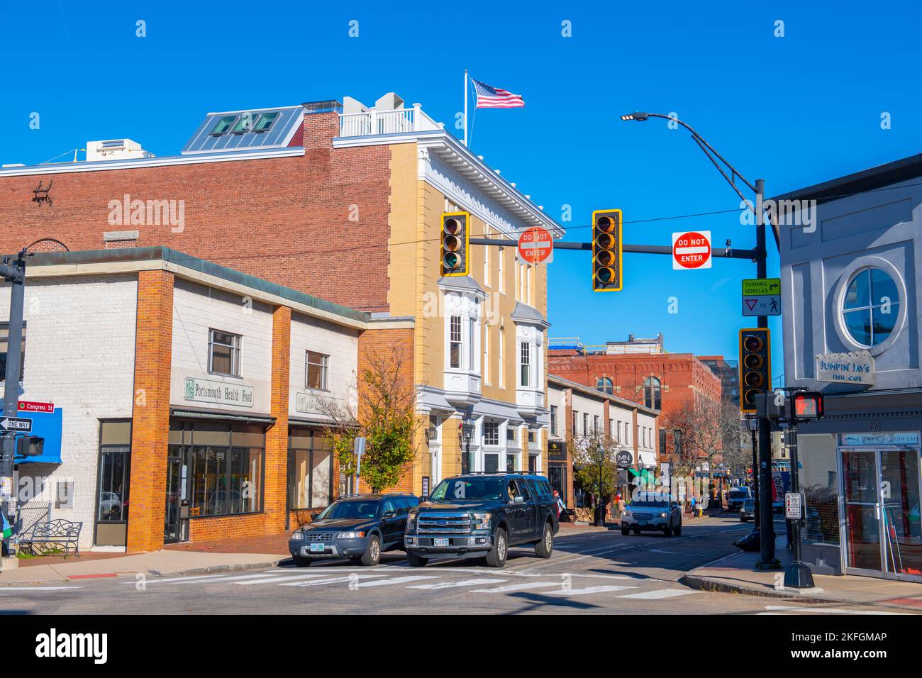 Historic commercial building on Congress Street at Middle Street in historic downtown Portsmouth