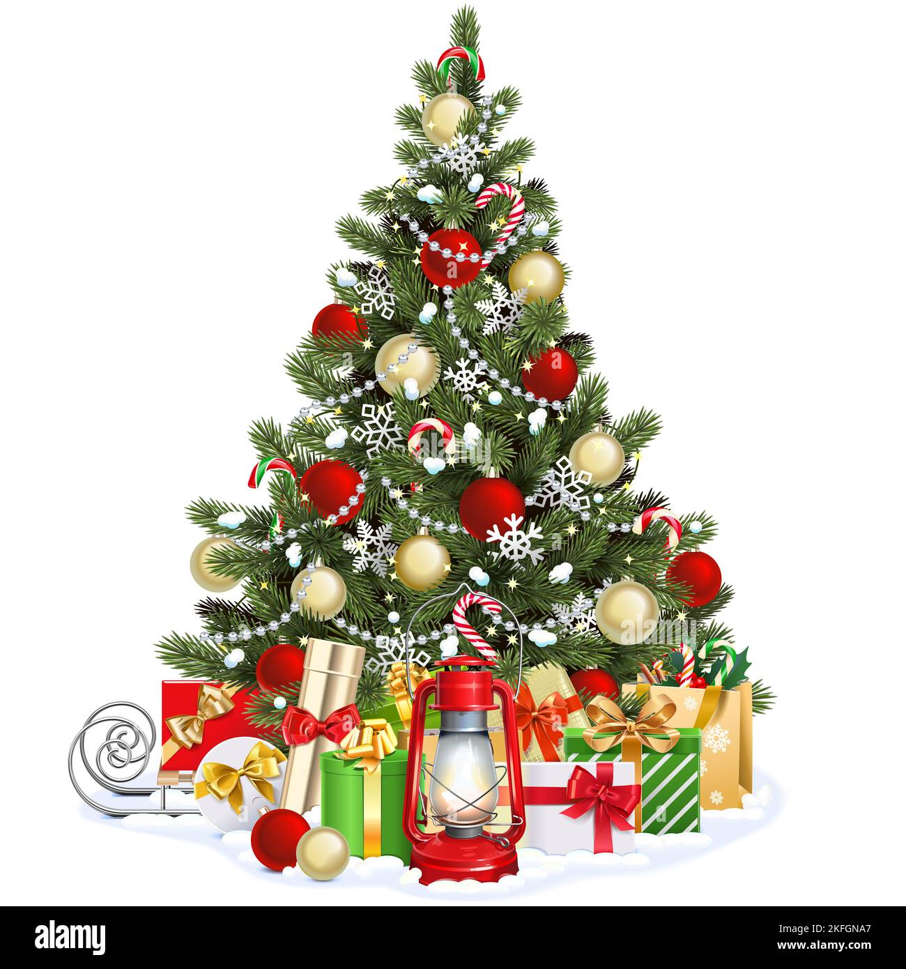 Vector Christmas Fir Tree with Snow isolated on white background Stock ...