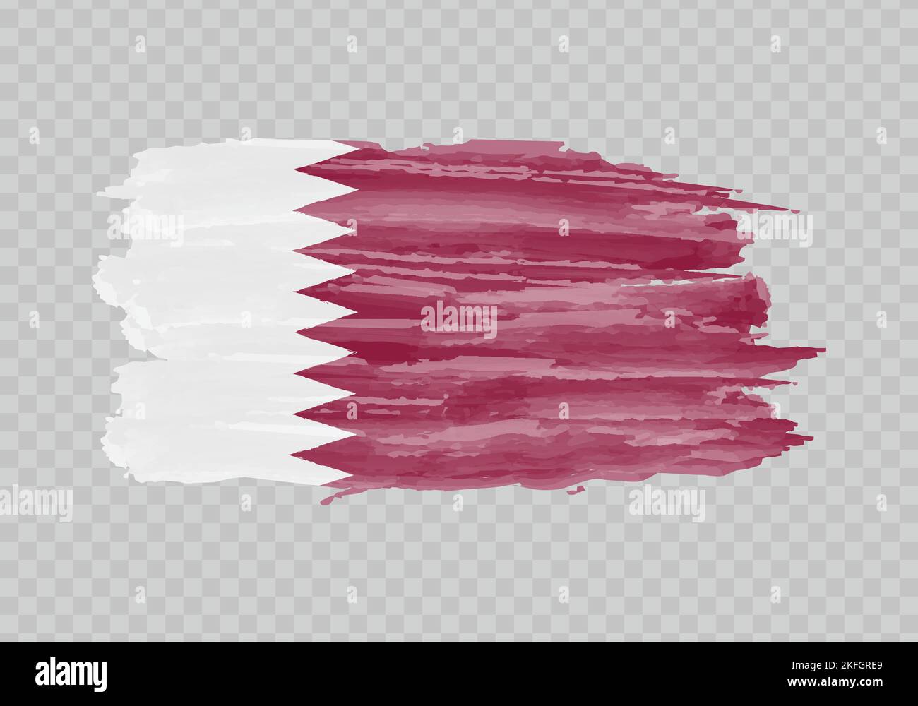Watercolor painting flag of Qatar. Hand drawing brush stroke Stock