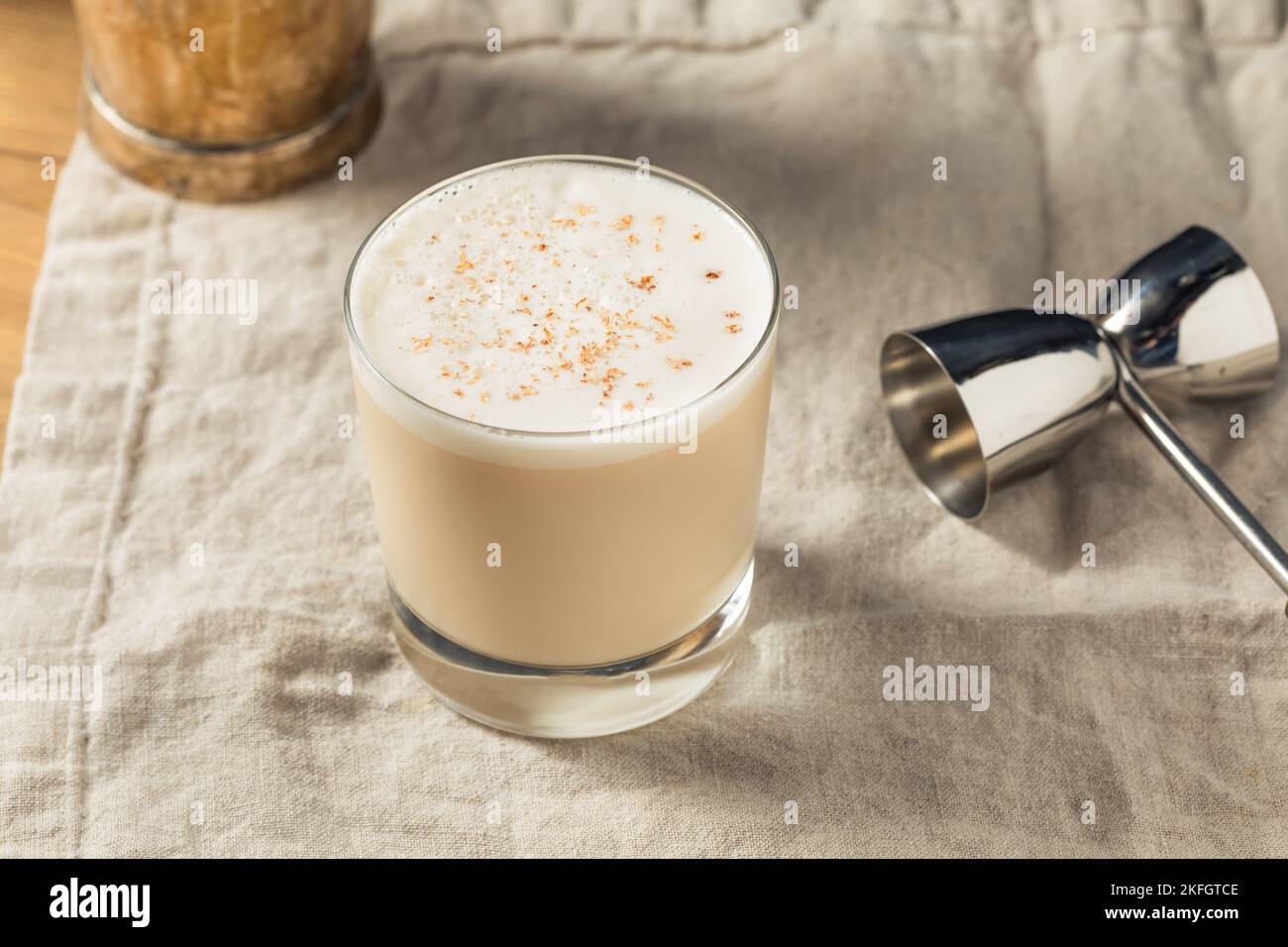 Homemade Boozy Brandy Milk Punch Cocktail with Nutmeg Stock Photo Alamy