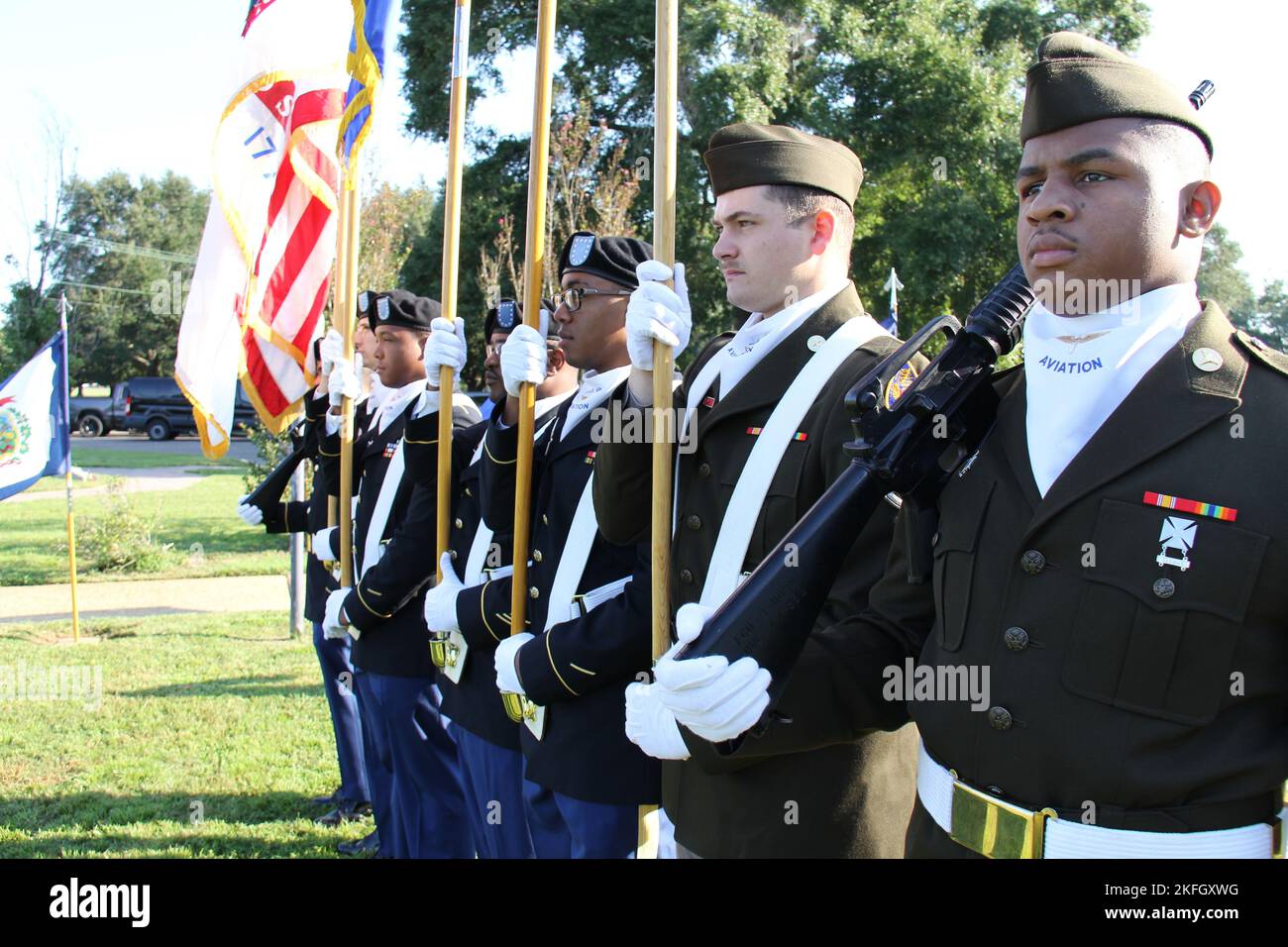 The USAACE Color Guard prepares to begin the National POW/MIA Recognition Day ceremony at Veterans Park on Fort Rucker Sept. 16, 2022. Photo by Jay Mann. Stock Photo