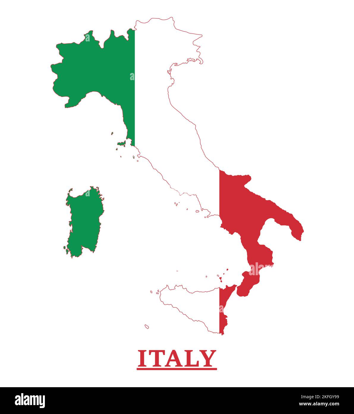 The Italy map with the color of there flag Stock Vector