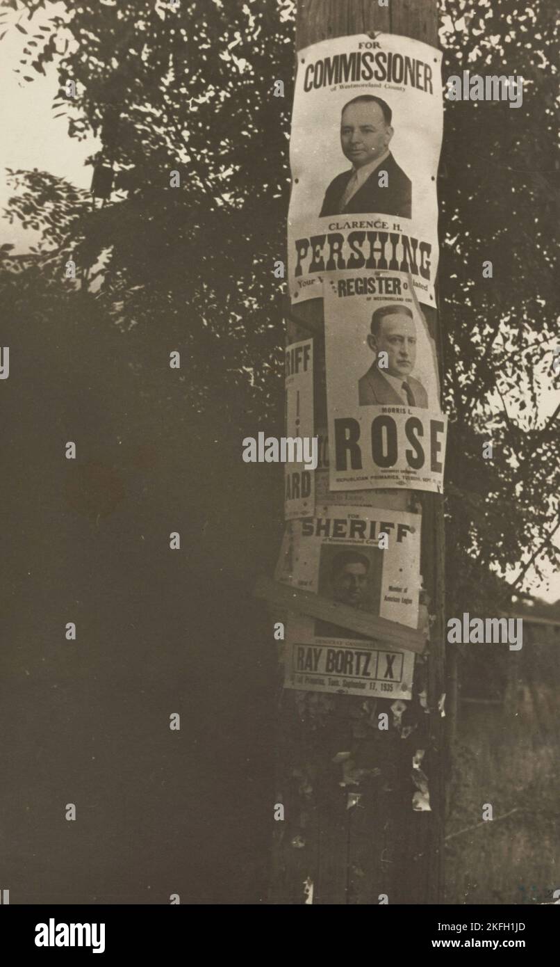 Election posters. Westmoreland, Pennsylvania, 1935 1942 Stock Photo