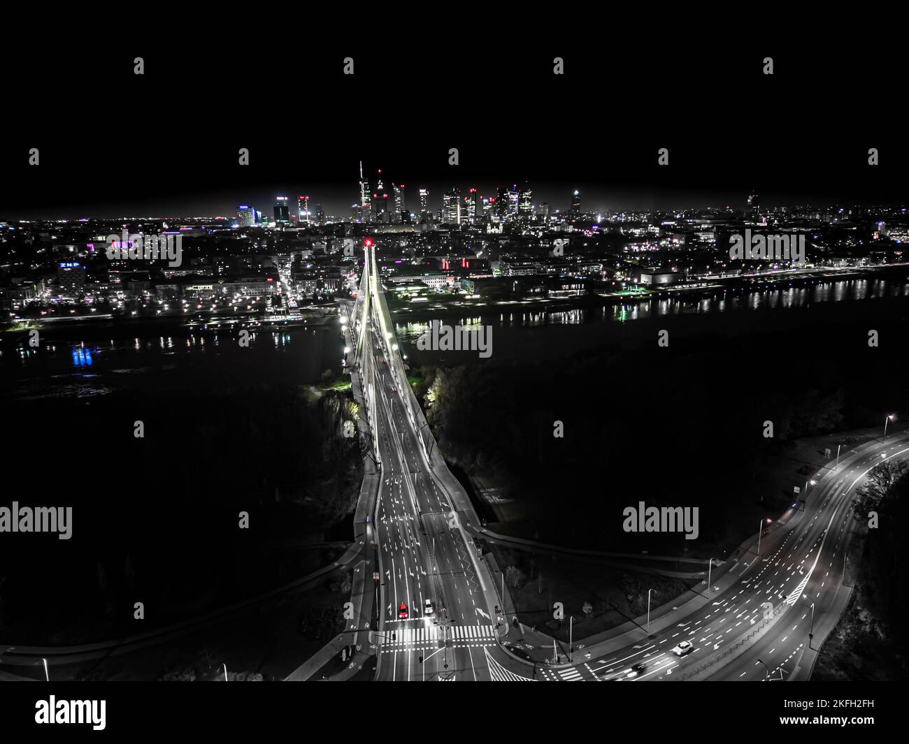 The Swietokrzyski Bridge over Vistula river, on modern cablestayed