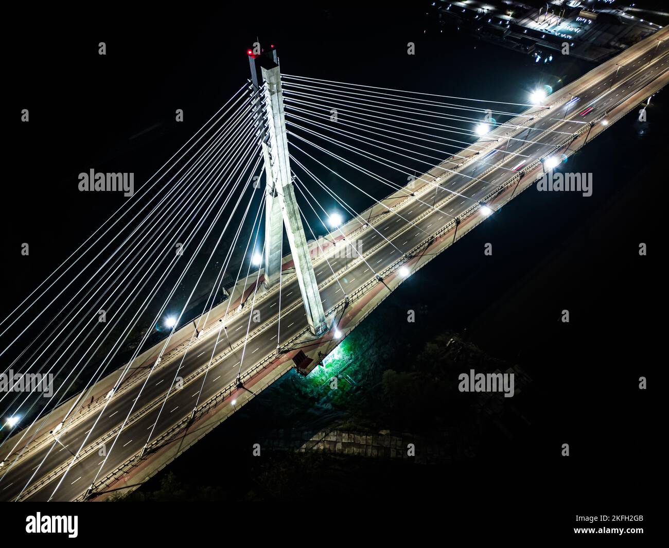 The Swietokrzyski Bridge over Vistula river, on modern cablestayed