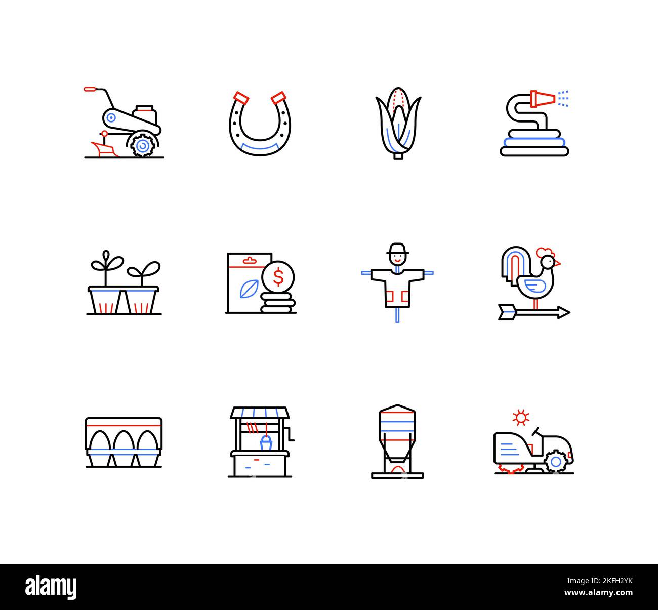 Farming and country life - modern colorful line design style icons ...