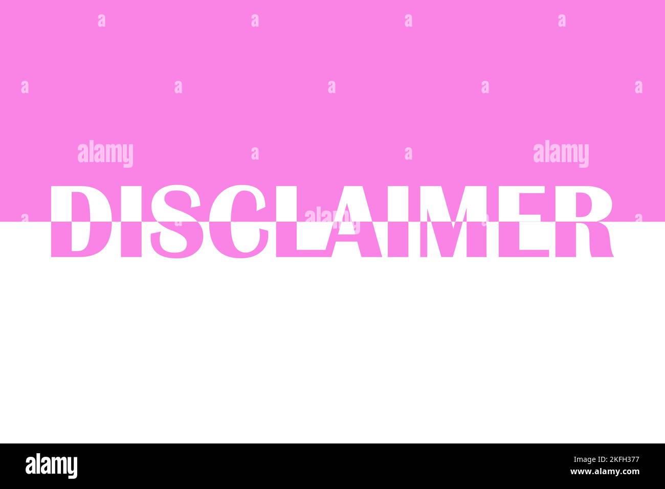 Disclaimer, icon. Colorful typography banner with word. Text caption, art lettering, creative colorful font. Rubric concept. Minimalistic design Stock Photo