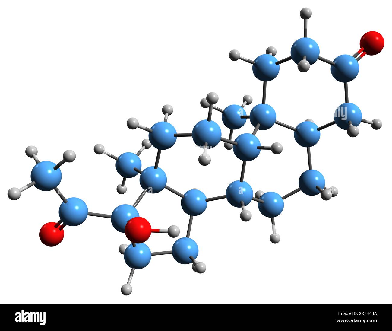 3D image of hydroxyallopregnanedione skeletal formula molecular