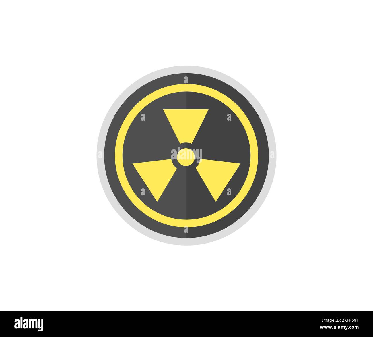 Radiation, round and triangular signs. Radioactive threat alert. Radiation area logo design. Hazard emblem isolated in yellow circle. Stock Vector