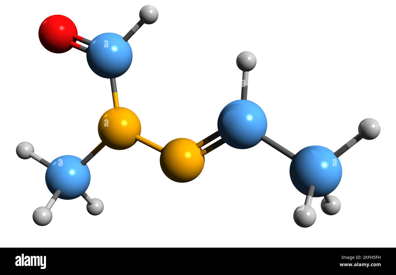 3D image of Gyromitrin skeletal formula - molecular chemical structure of mycotoxin carcinogen isolated on white background Stock Photo