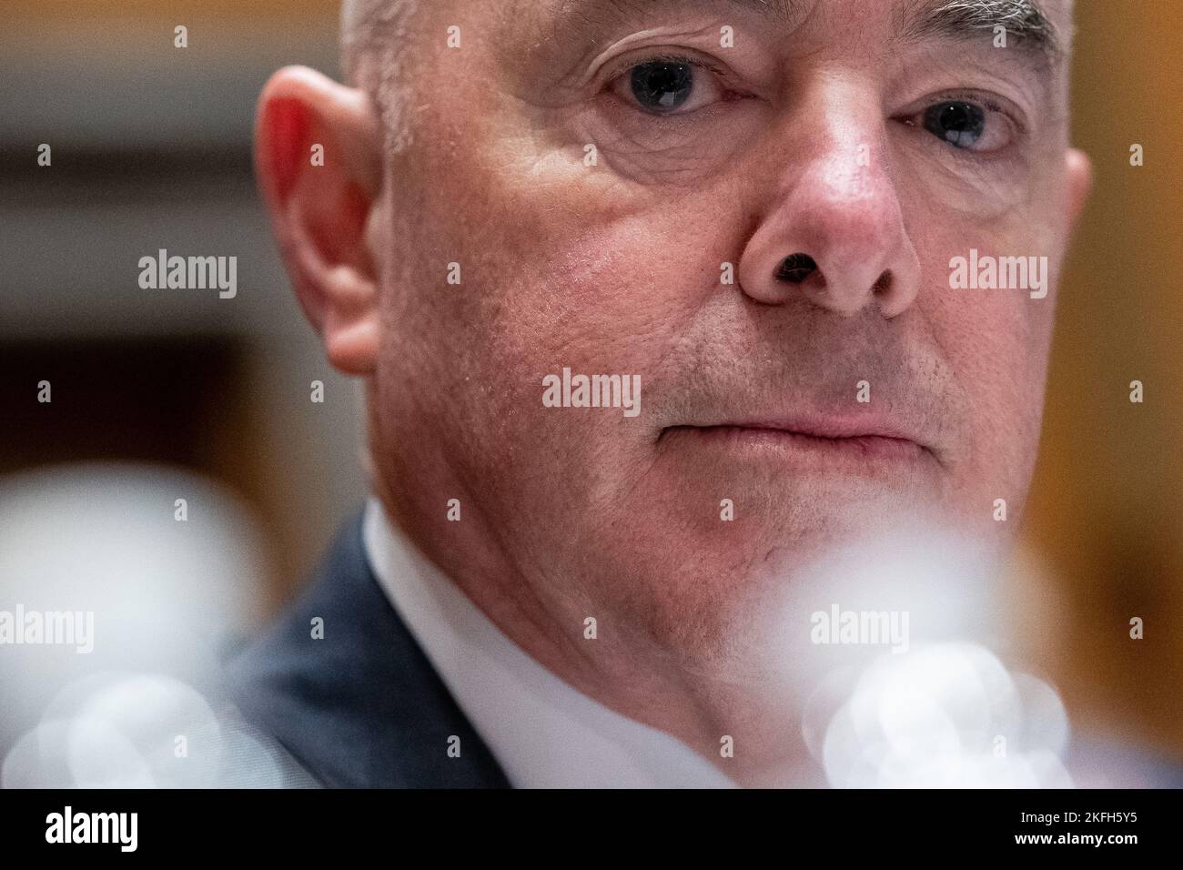 Secretary of Homeland Security Alejandro Mayorkas testifies during a