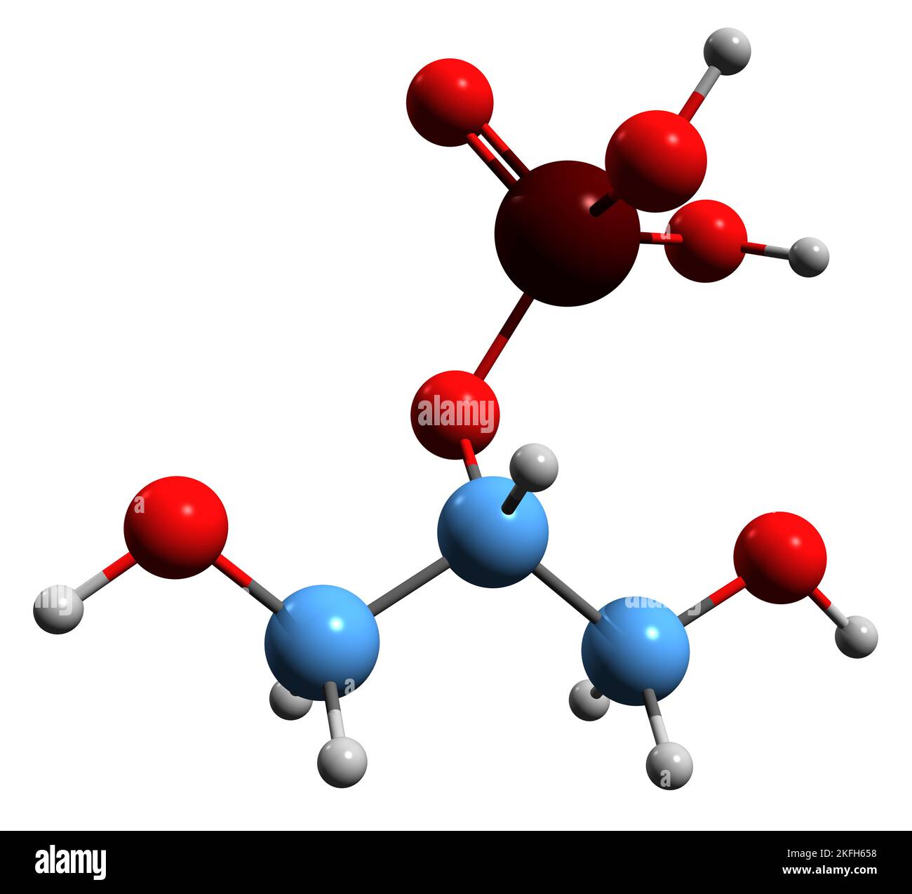 3D image of Glycerol 2-phosphate skeletal formula - molecular chemical structure of  phosphoric ester of glycerol phosphate isolated on white backgro Stock Photo