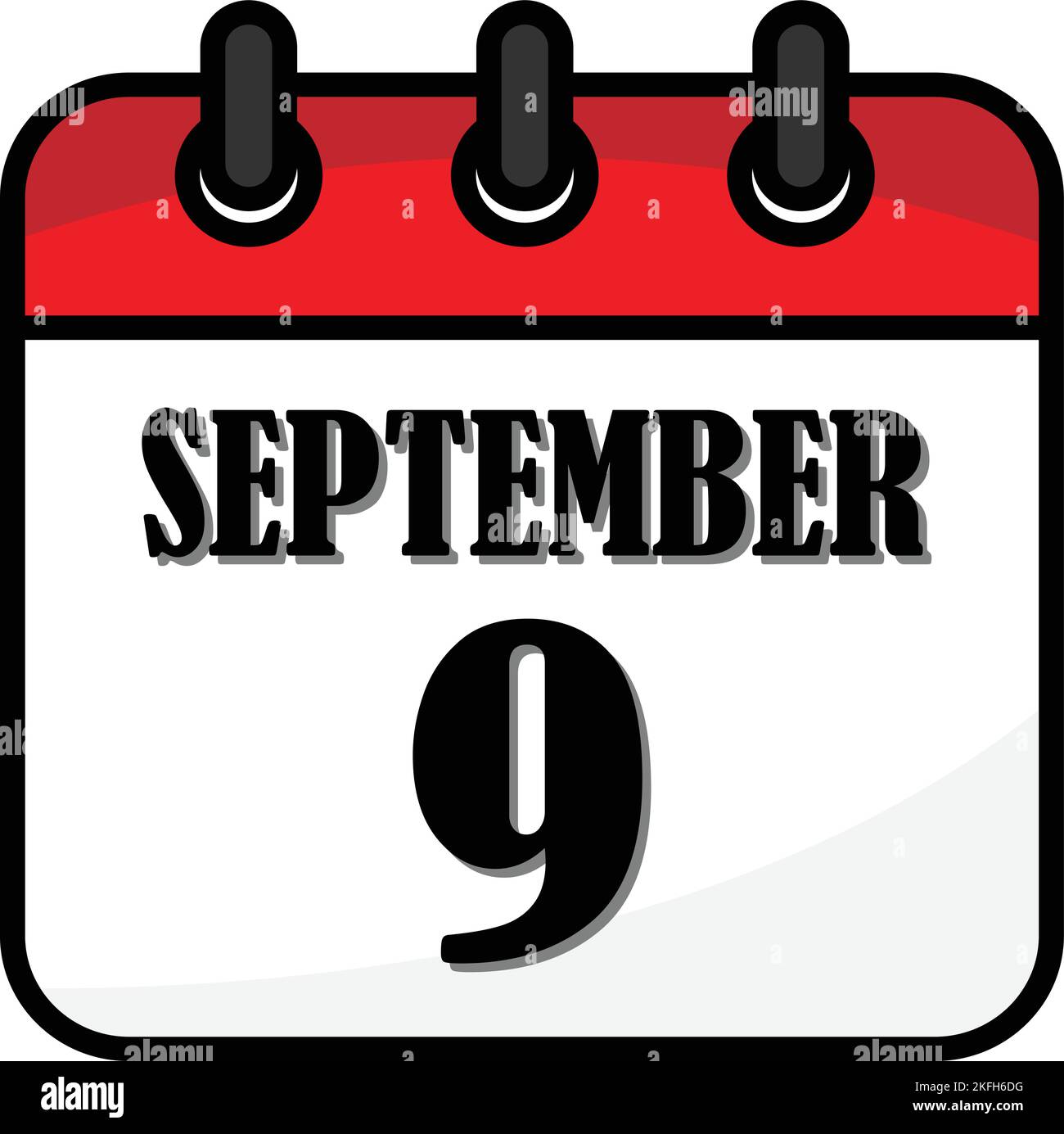 A vector illustration of calendar day September 9 Stock Vector Image