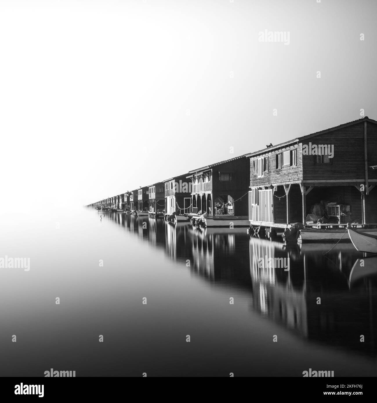 Bright houses on water Black and White Stock Photos & Images Alamy