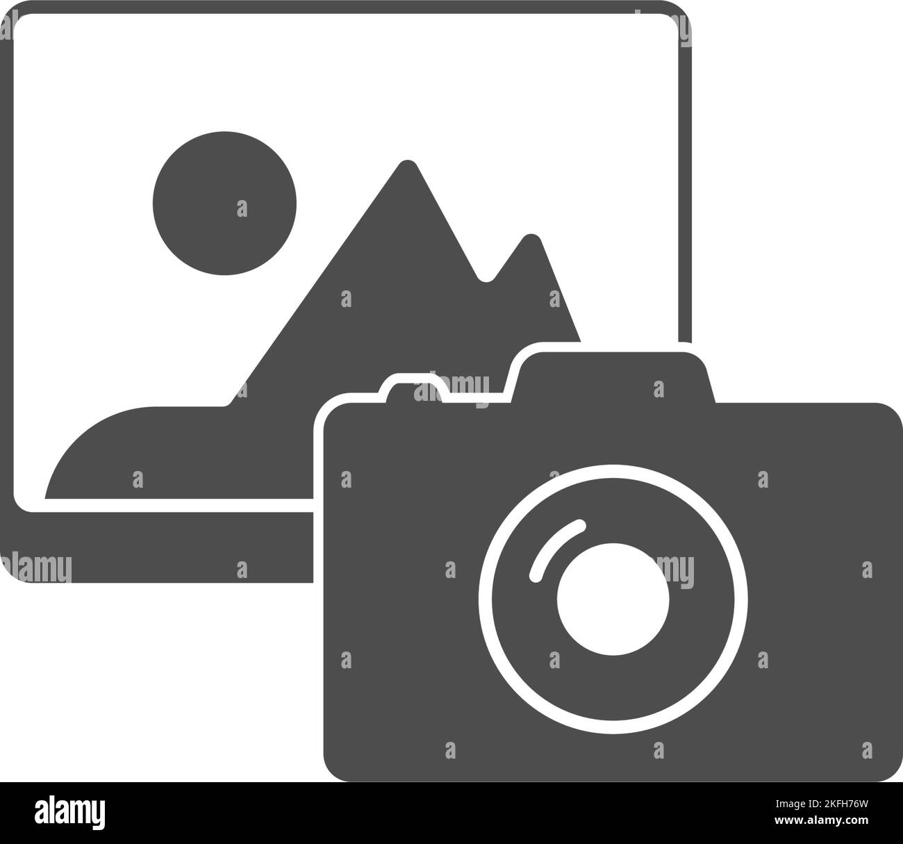 An image and a camera icon isolated on white background - concept of photography and online content Stock Vector