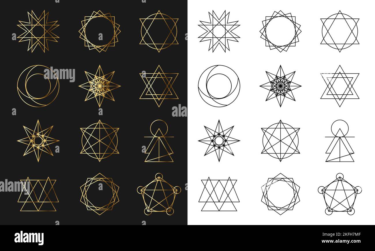 Sacred geometry shapes icons. Vector illustration isolated on white background Stock Vector
