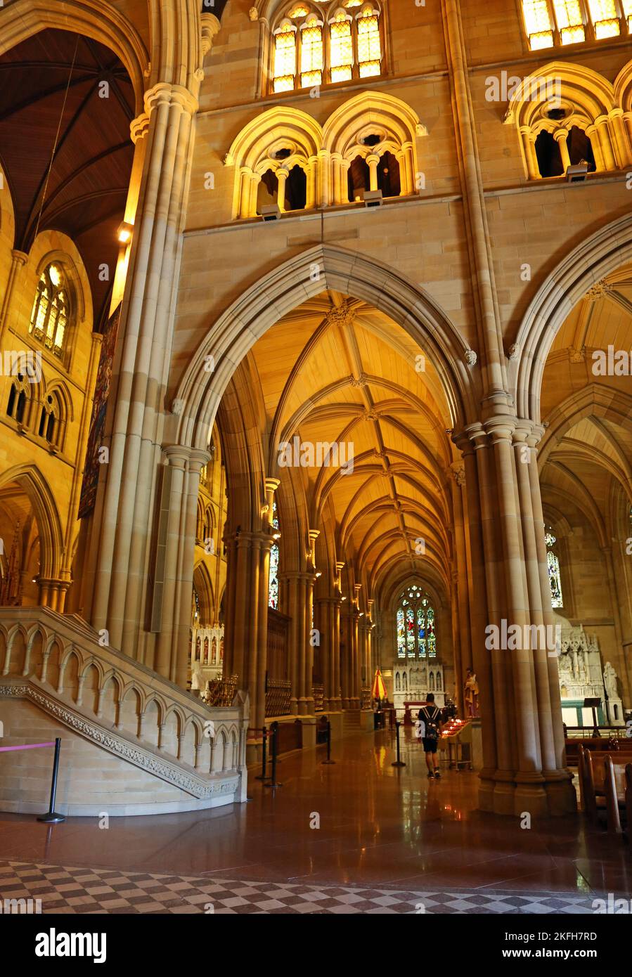 Looking into the side nave - St Mary's Cathedral - Sydney, Australia Stock Photo