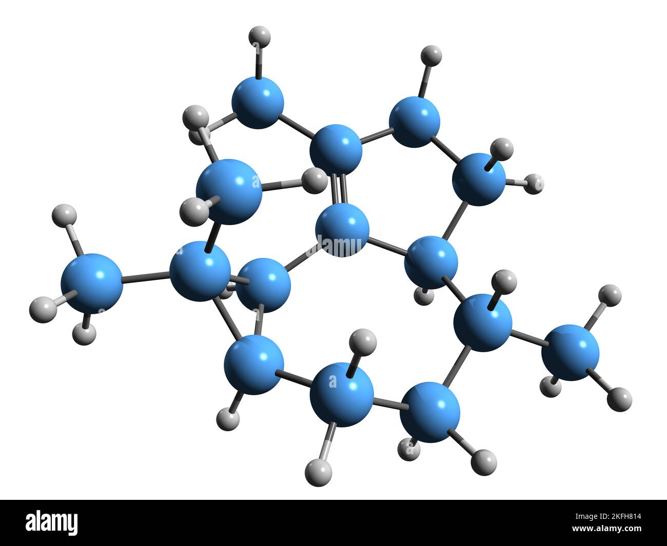 3D image of Gurjunene skeletal formula - molecular chemical structure of Gurjun Balsam sesquiterpene isolated on white background Stock Photo