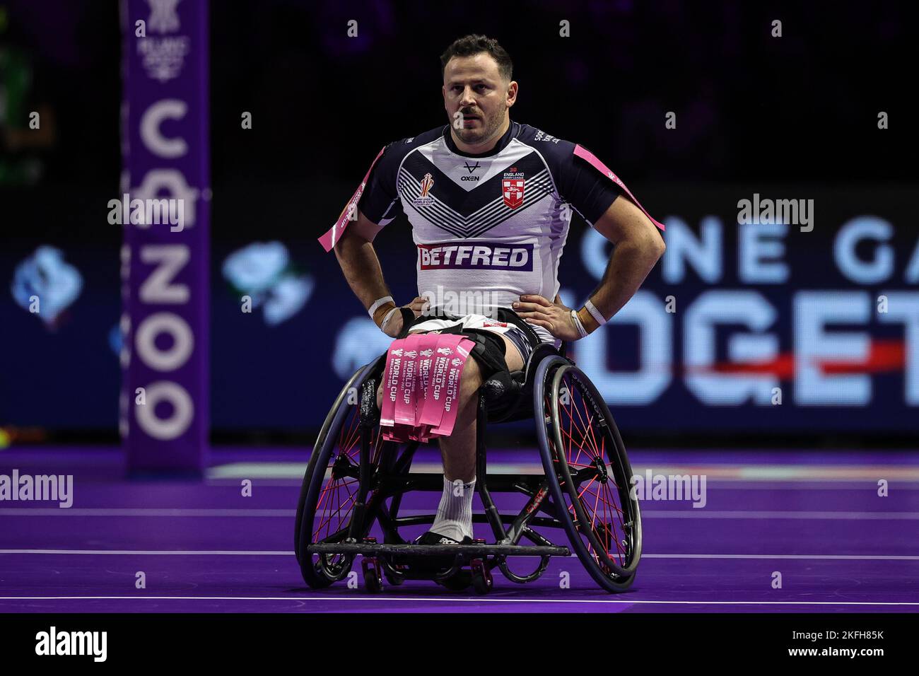 Manchester, UK. 18th Nov, 2022. Sebastien Bechara of England during the Wheelchair Rugby League World Cup 2021 Final France vs England at Manchester Central, Manchester, United Kingdom, 18th November 2022 (Photo by Mark Cosgrove/News Images) in Manchester, United Kingdom on 11/18/2022. (Photo by Mark Cosgrove/News Images/Sipa USA) Credit: Sipa USA/Alamy Live News Stock Photo
