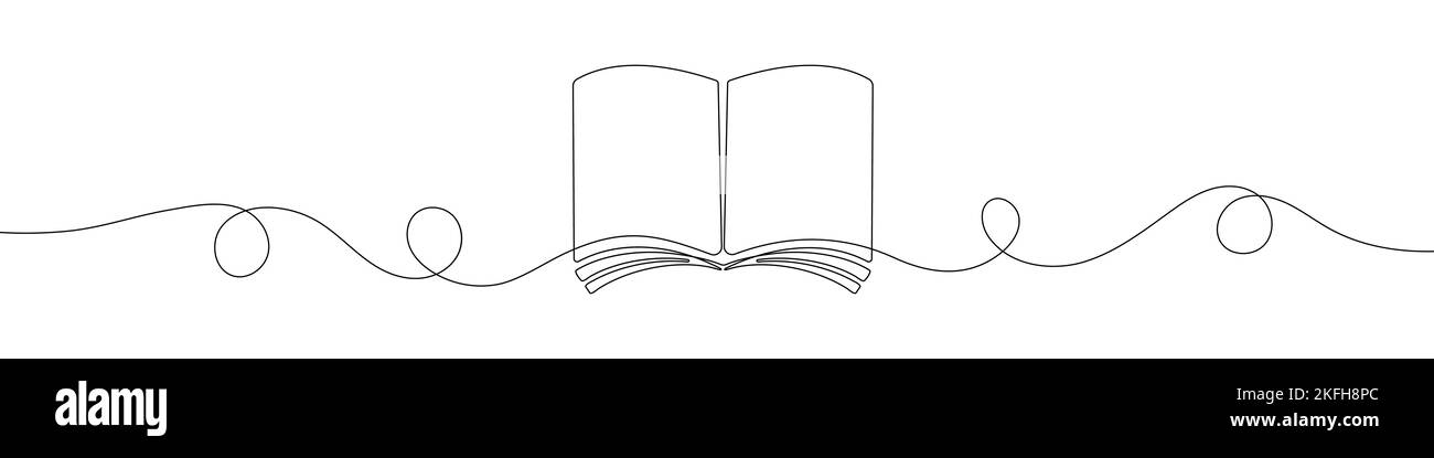 Book in continuous line drawing style. Line art of book icon. Vector ...