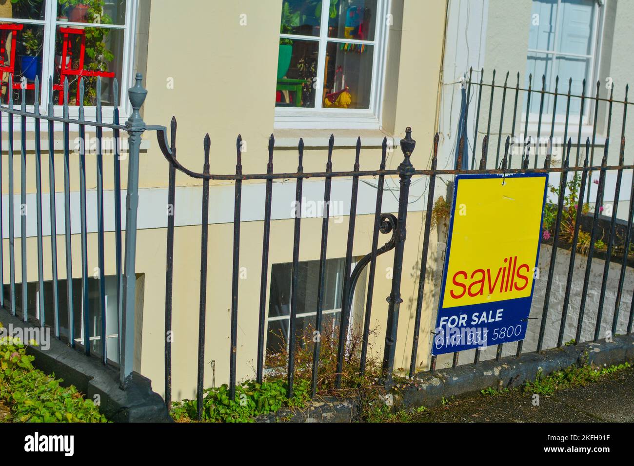Savills estate agent in Clifton Bristol with houses for sale signs