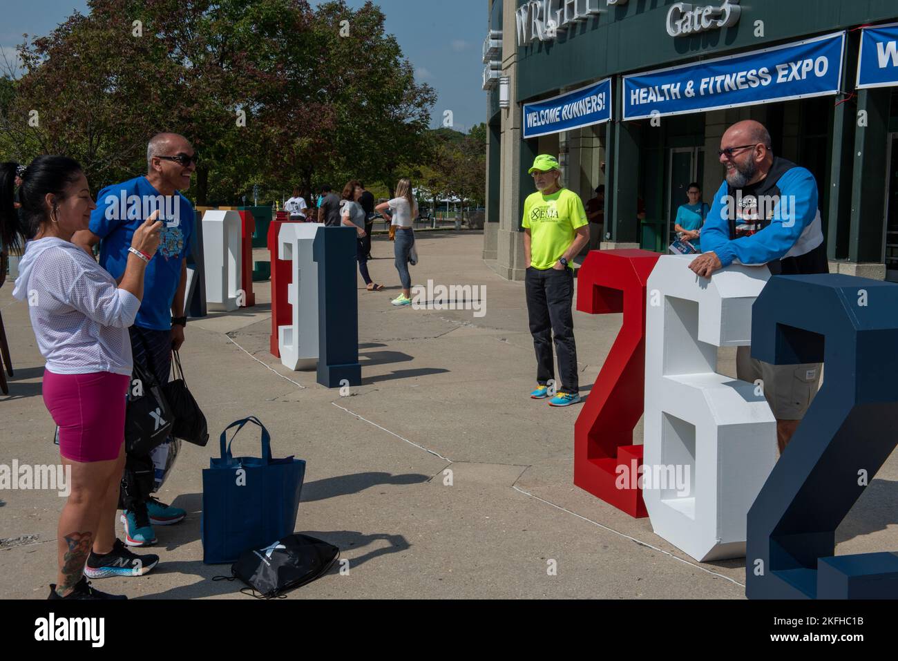 Participants attend the 2022 Air Force Marathon Health & Fitness Expo at the Wright State University Nutter Center, Dayton, Ohio, Sept. 16, 2022. The expo included vendors and exhibits featuring the latest in health, fitness and nutrition. Stock Photo