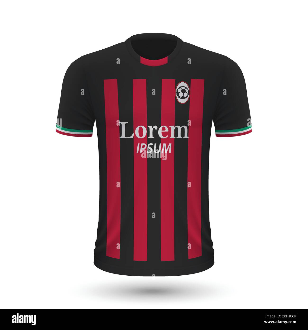 Realistic soccer shirt Milan, jersey template for football kit 2022 Stock Vector